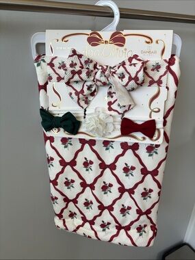 T.J.Maxx Red and Cream Infant Headband & Bow Set And Blanket